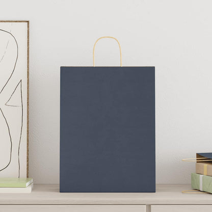 Sacchetti di Carta 250 pz con Manici Blu 32x12x42 cm