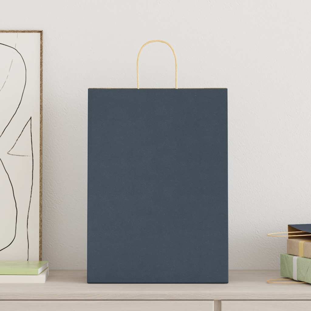 Sacchetti di Carta 250 pz con Manici Blu 32x17x44 cm