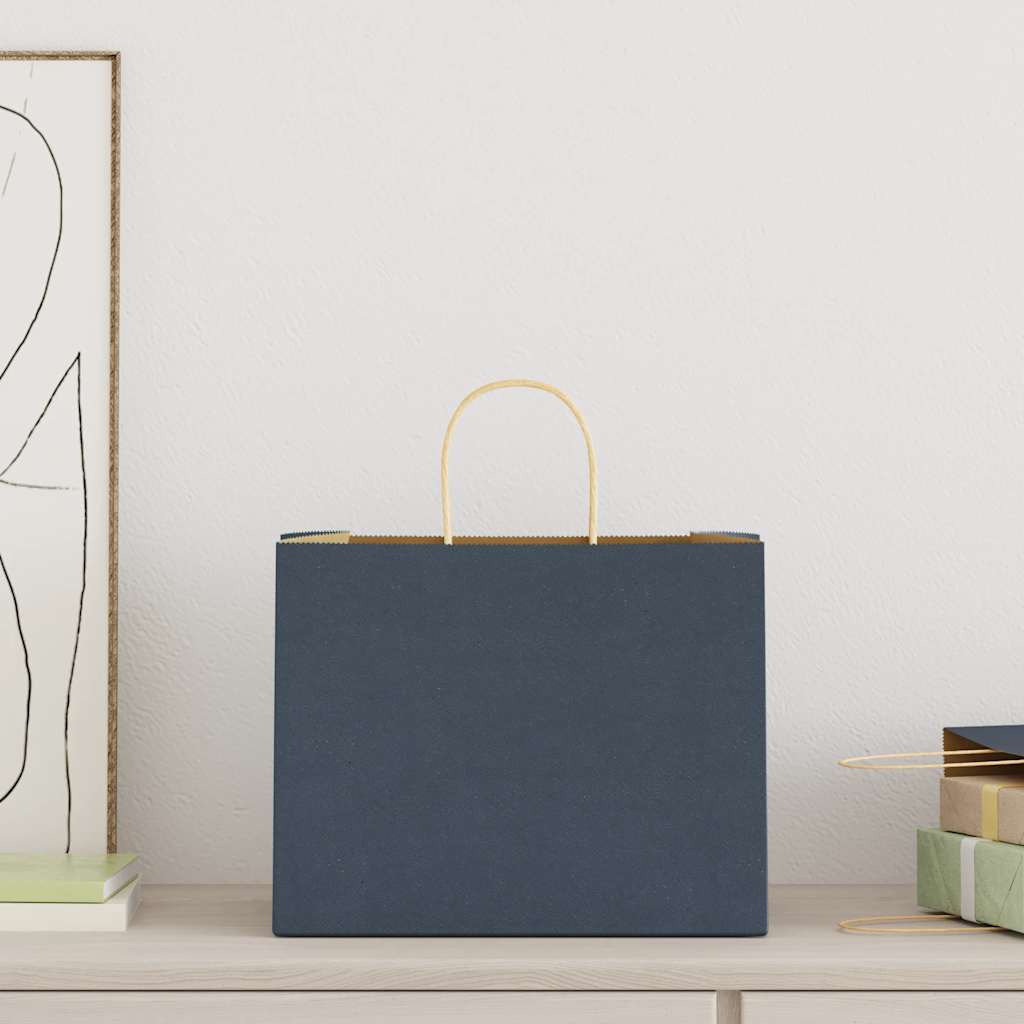 Sacchetti di Carta 250 pz con Manici Blu 32x22x24 cm