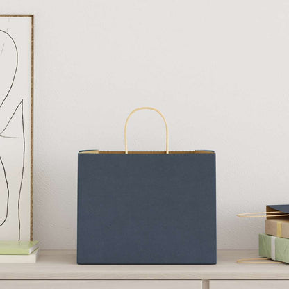 Sacchetti di Carta 250 pz con Manici Blu 32x22x24 cm