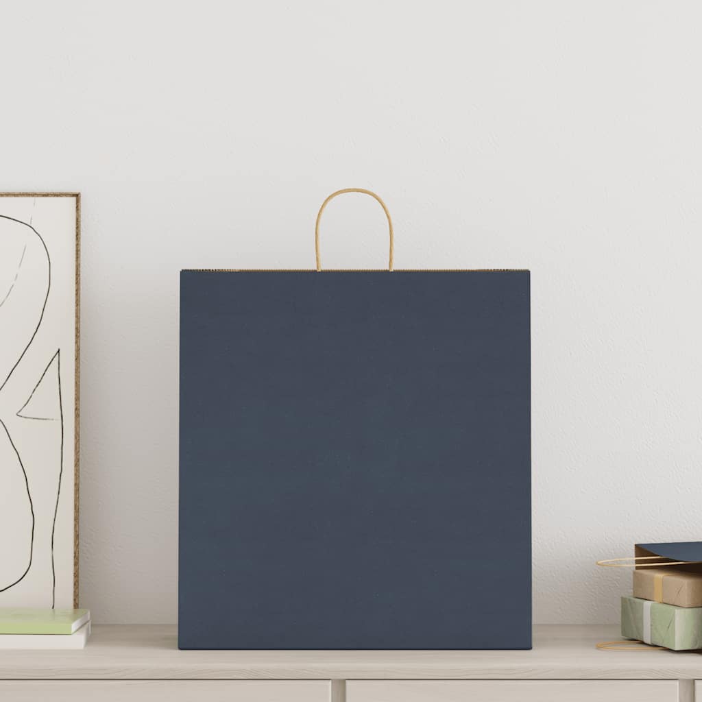 Sacchetti di Carta 250 pz con Manici Blu 45x17x48 cm
