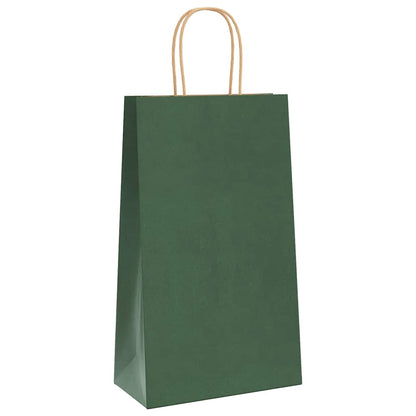 Sacchetti di Carta 50 pz con Manici Verdi 21x11x36 cm