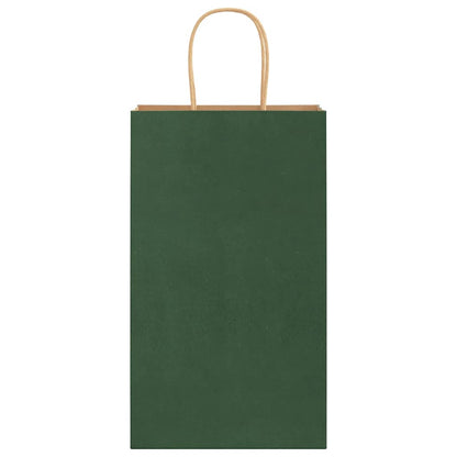 Sacchetti di Carta 50 pz con Manici Verdi 21x11x36 cm