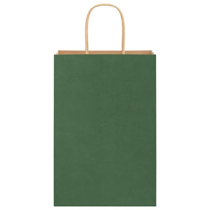 Sacchetti di Carta 250 pz con Manici Verdi 21x11x31 cm