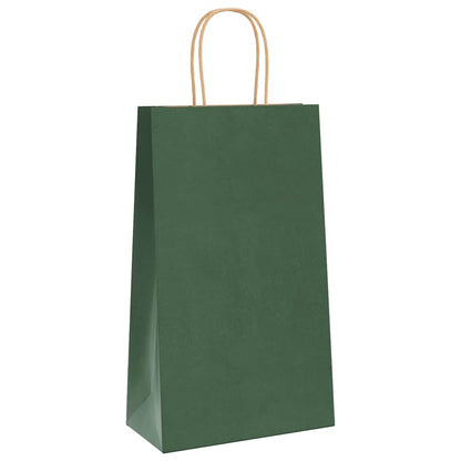 Sacchetti di Carta 250 pz con Manici Verdi 21x11x36 cm