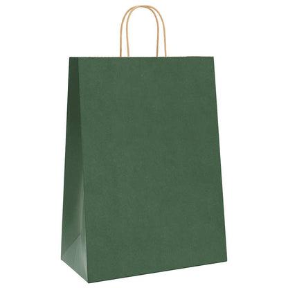 Sacchetti di Carta 250 pz con Manici Verdi 32x17x44 cm