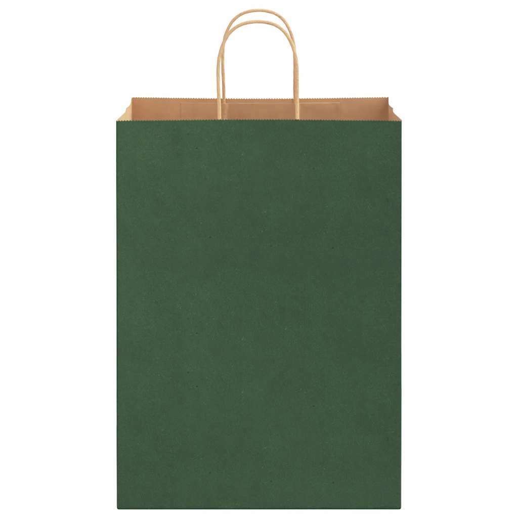 Sacchetti di Carta 250 pz con Manici Verdi 32x17x44 cm