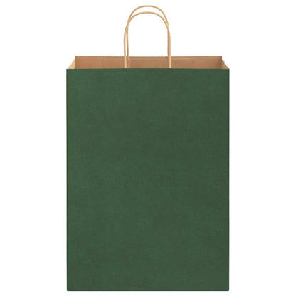 Sacchetti di Carta 250 pz con Manici Verdi 32x17x44 cm
