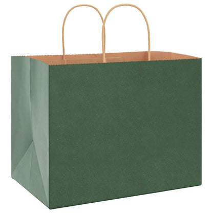 Sacchetti di Carta 250 pz con Manici Verdi 32x22x24 cm