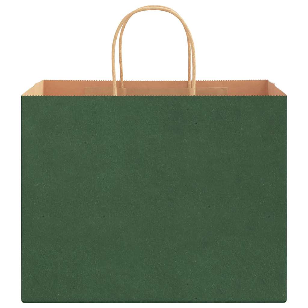 Sacchetti di Carta 250 pz con Manici Verdi 32x22x24 cm