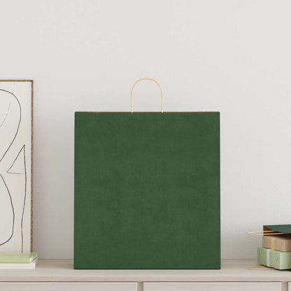 Sacchetti di Carta 250 pz con Manici Verdi 45x17x48 cm