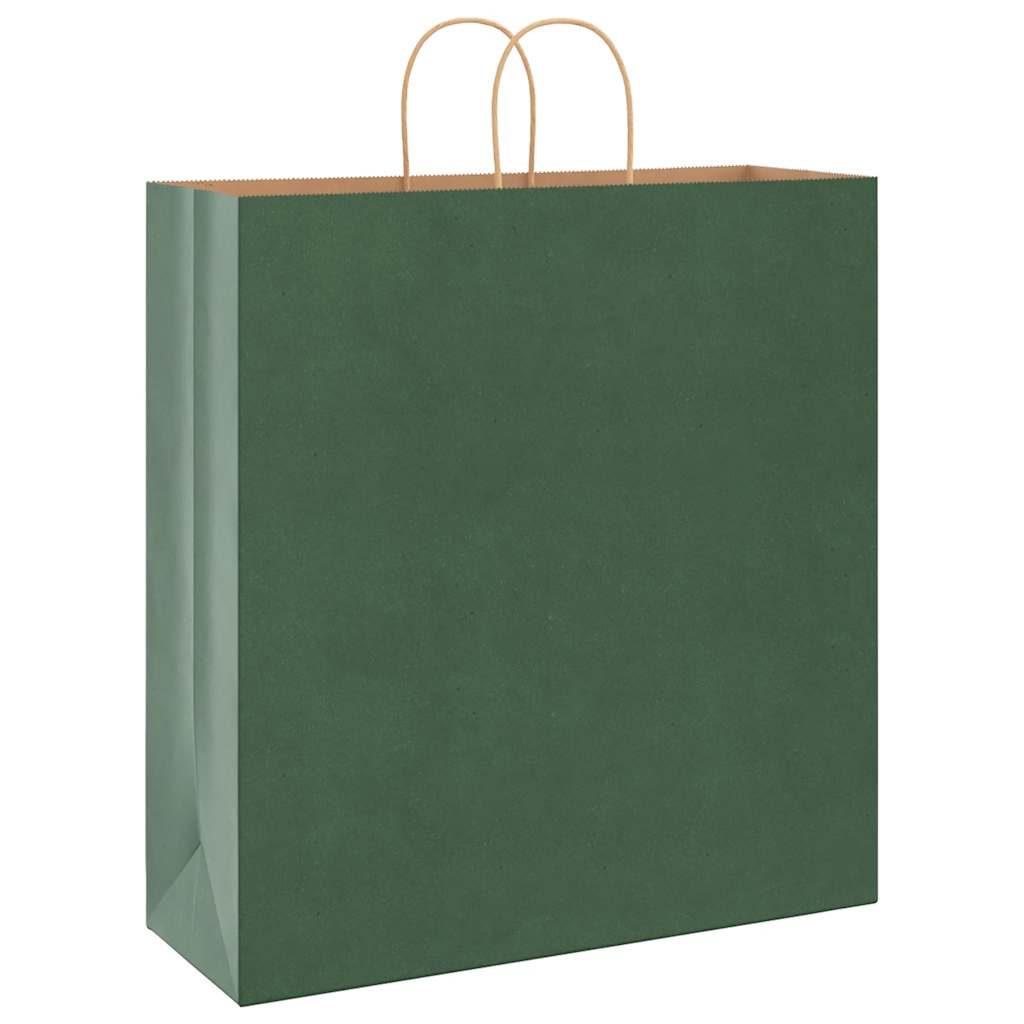 Sacchetti di Carta 250 pz con Manici Verdi 45x17x48 cm