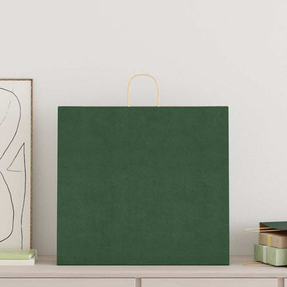 Sacchetti di Carta 250 pz con Manici Verdi 54x15x49 cm