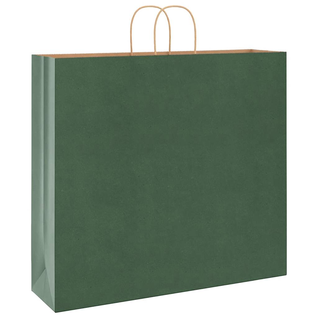 Sacchetti di Carta 250 pz con Manici Verdi 54x15x49 cm