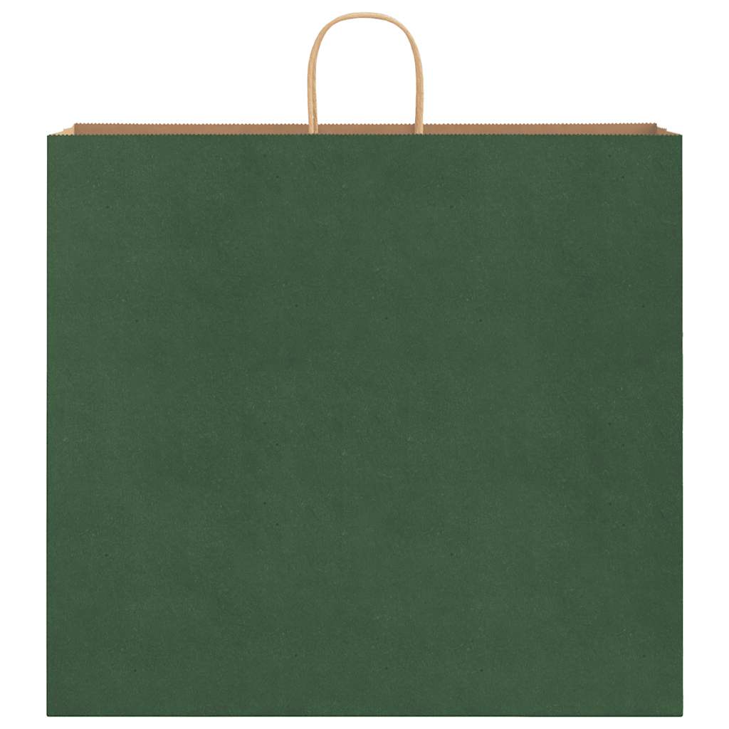 Sacchetti di Carta 250 pz con Manici Verdi 54x15x49 cm