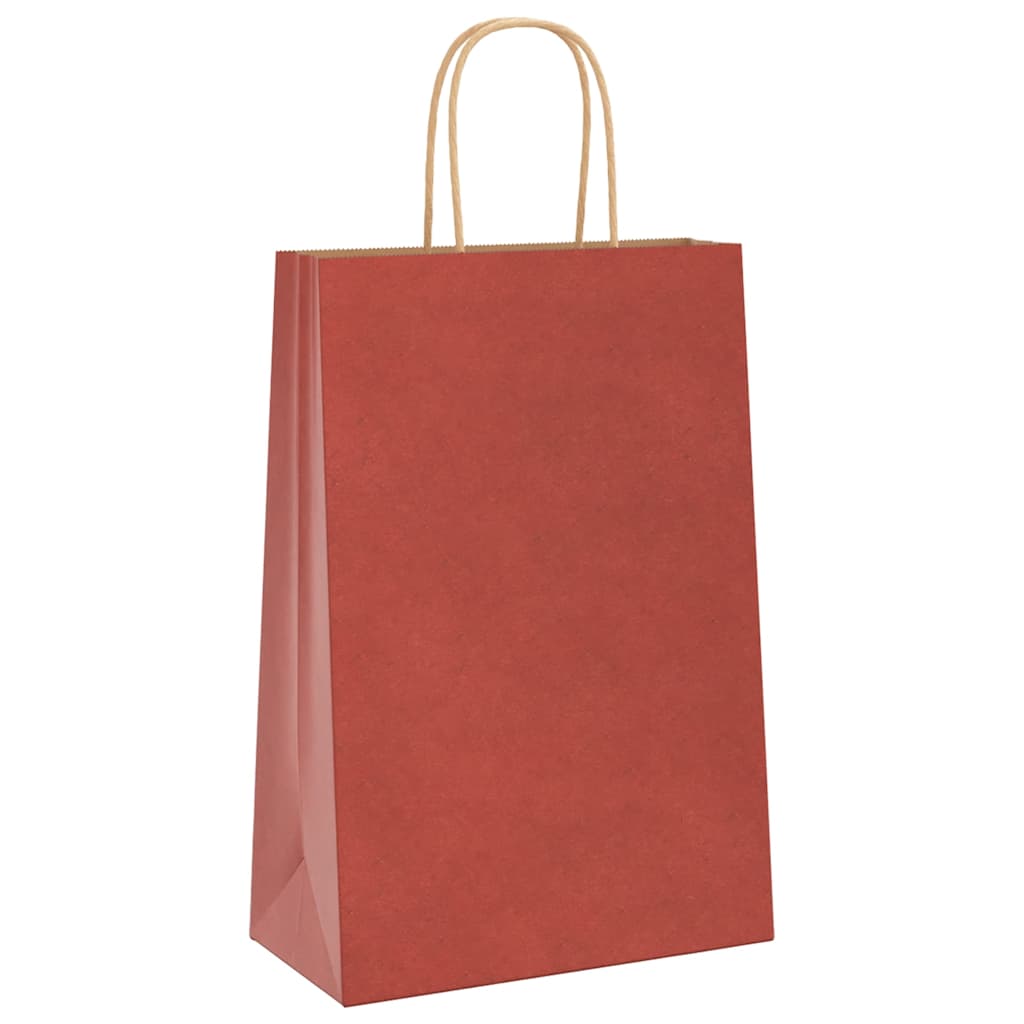 Sacchetti di Carta 250 pz con Manici Rossi 21x11x31 cm
