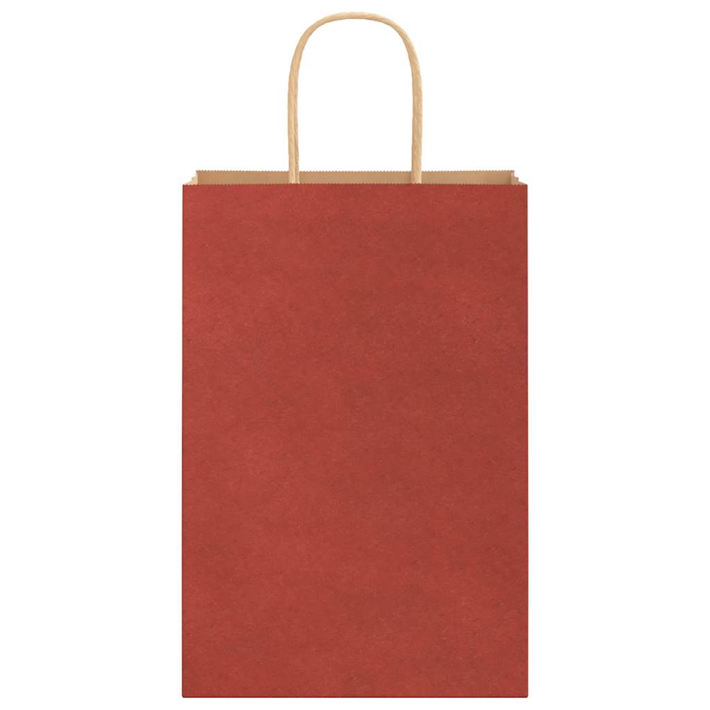 Sacchetti di Carta 250 pz con Manici Rossi 21x11x31 cm