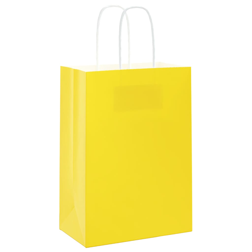 Sacchetti di Carta 50 pz con Manici Gialli 15x8x21 cm
