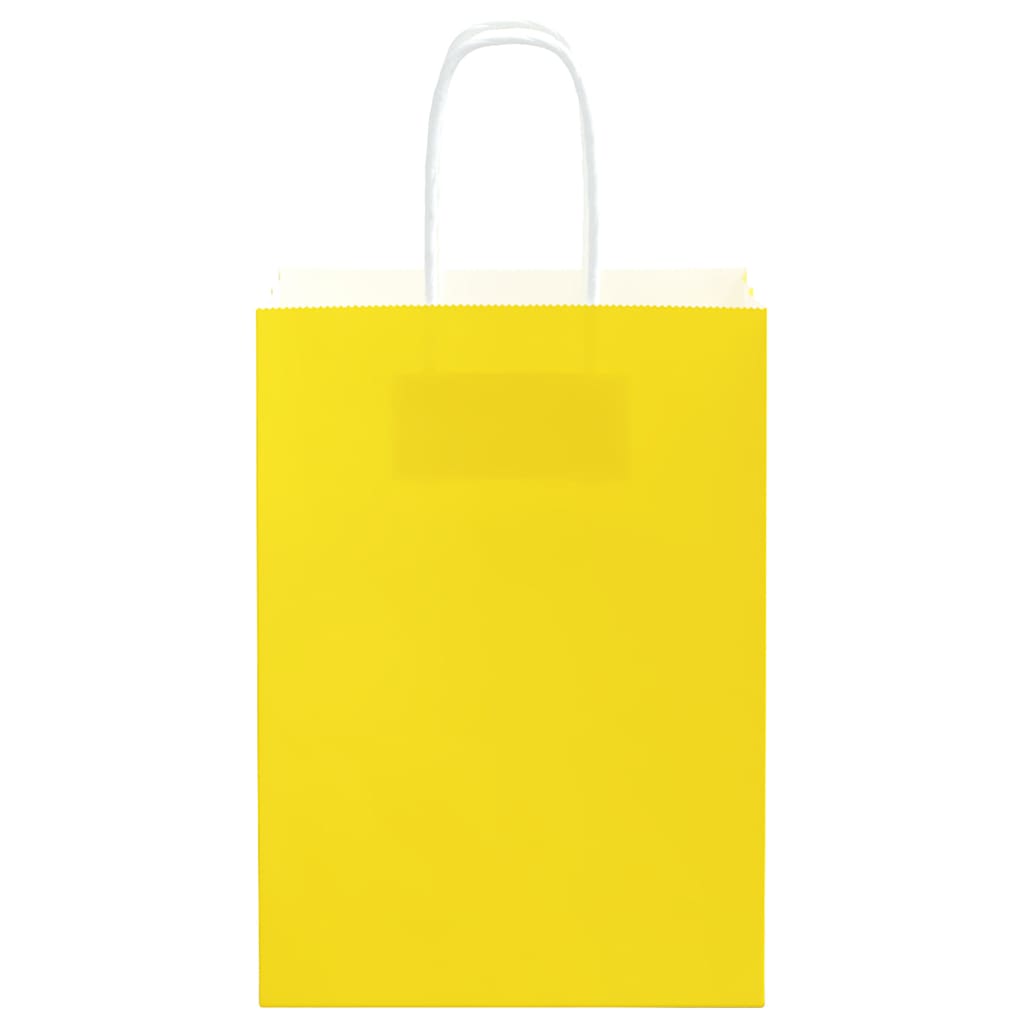 Sacchetti di Carta 50 pz con Manici Gialli 15x8x21 cm