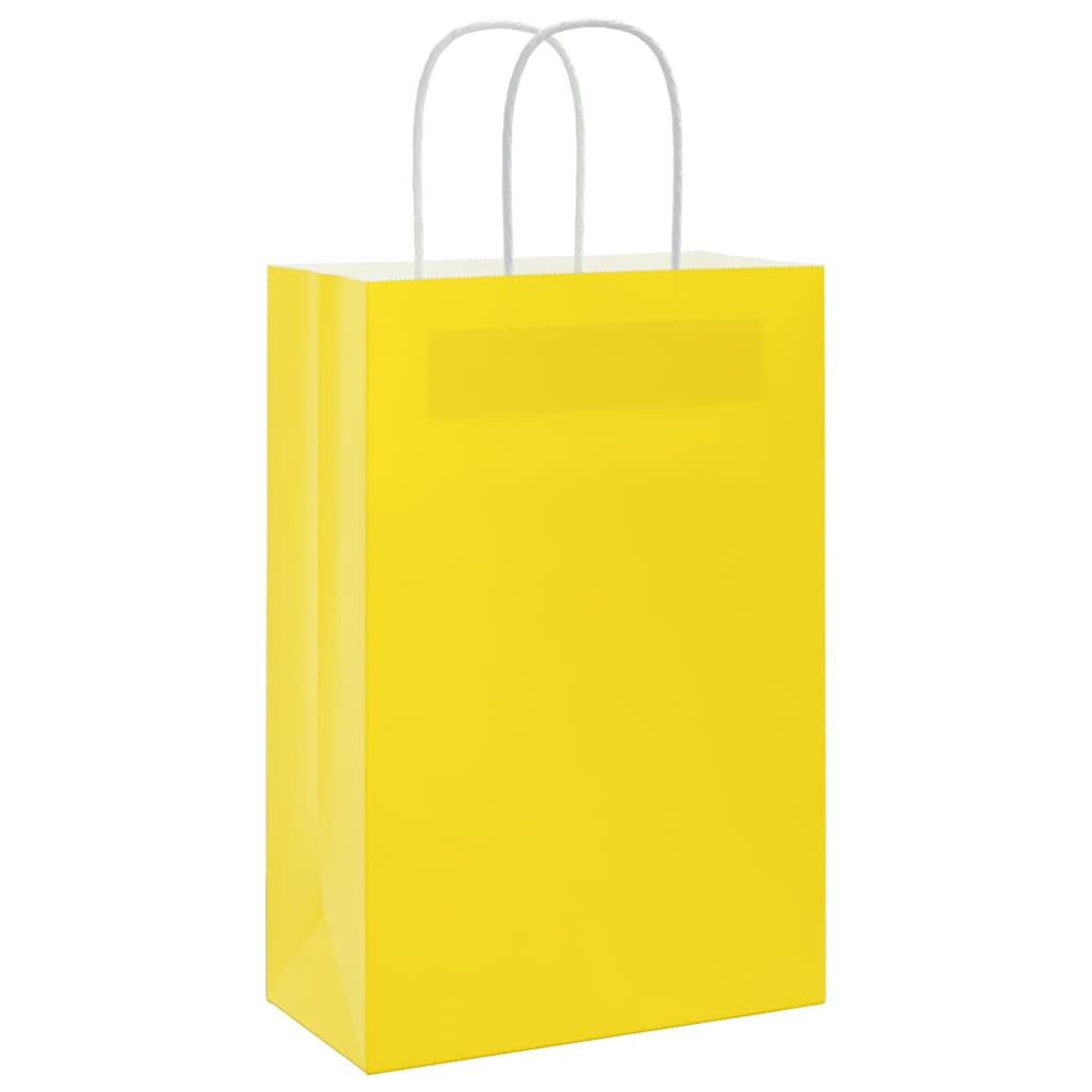 Sacchetti di Carta 50 pz con Manici Gialli 21x11x31 cm