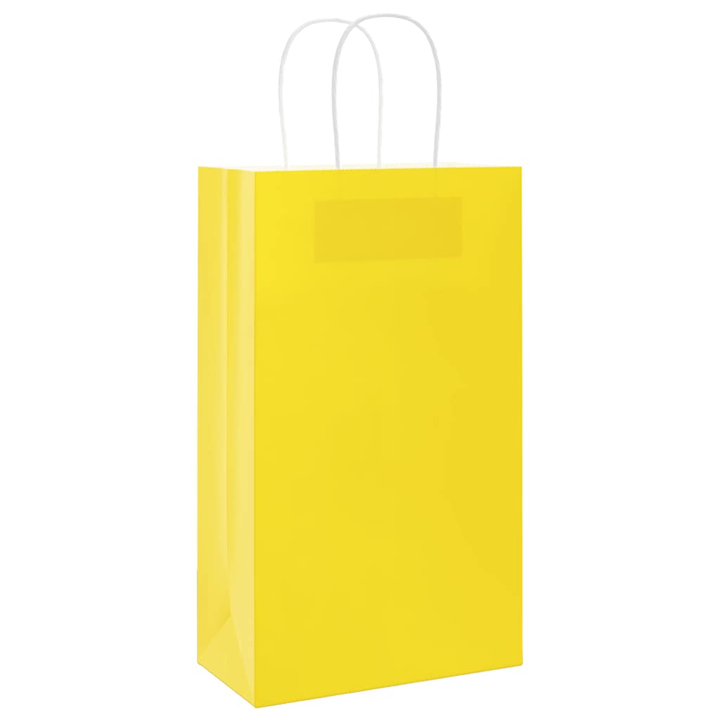 Sacchetti di Carta 50 pz con Manici Gialli 21x11x36 cm