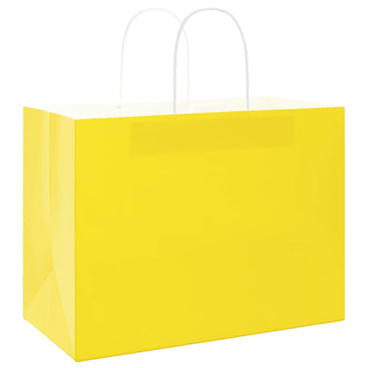 Sacchetti di Carta 50 pz con Manici Gialli 32x17x25 cm