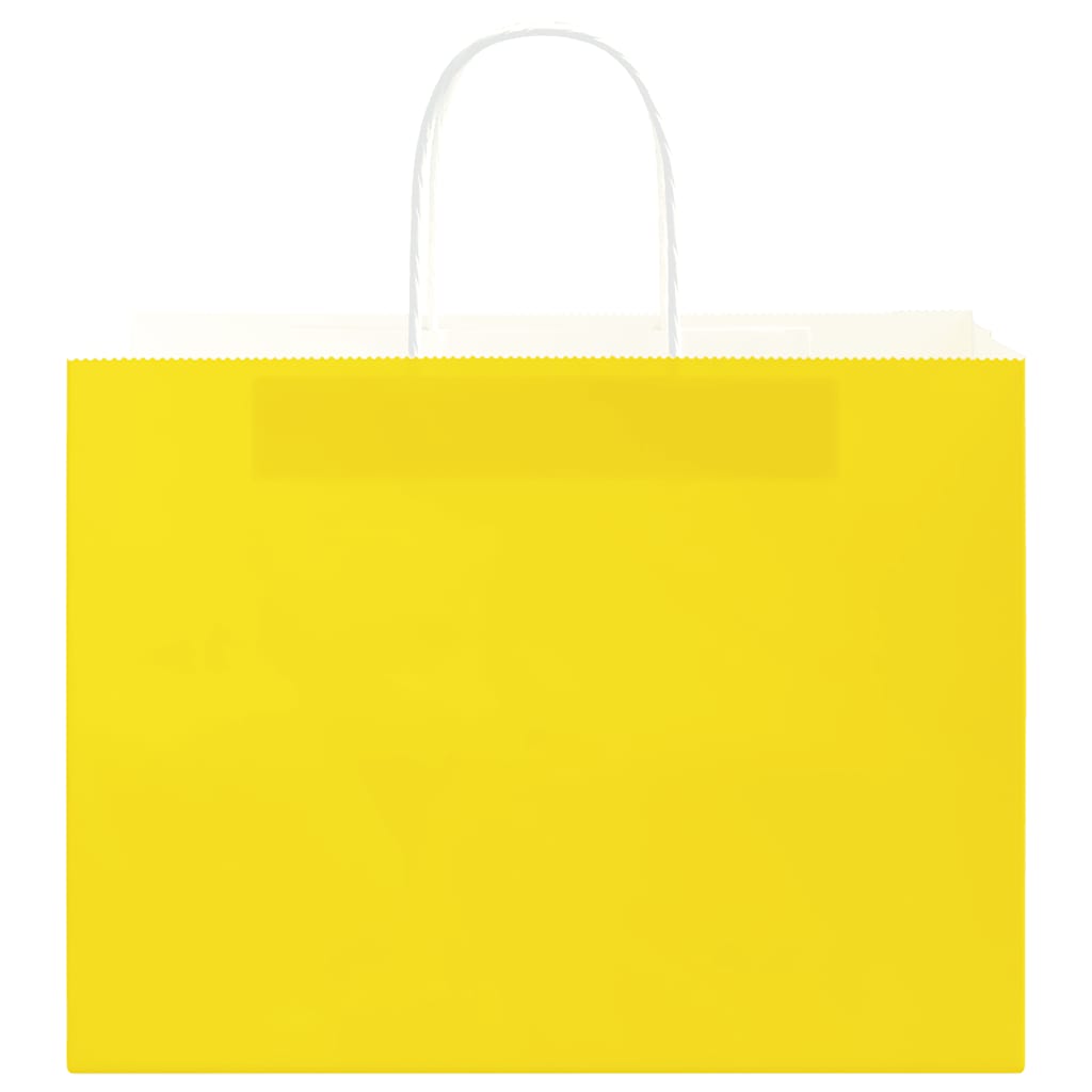 Sacchetti di Carta 50 pz con Manici Gialli 32x17x25 cm
