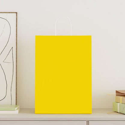Sacchetti di Carta 50 pz con Manici Gialli 32x17x44 cm