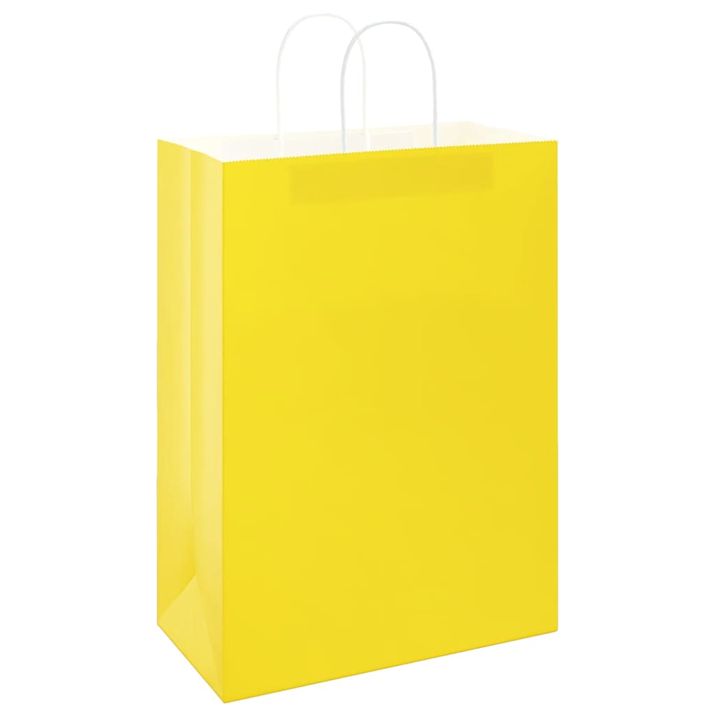 Sacchetti di Carta 50 pz con Manici Gialli 32x17x44 cm