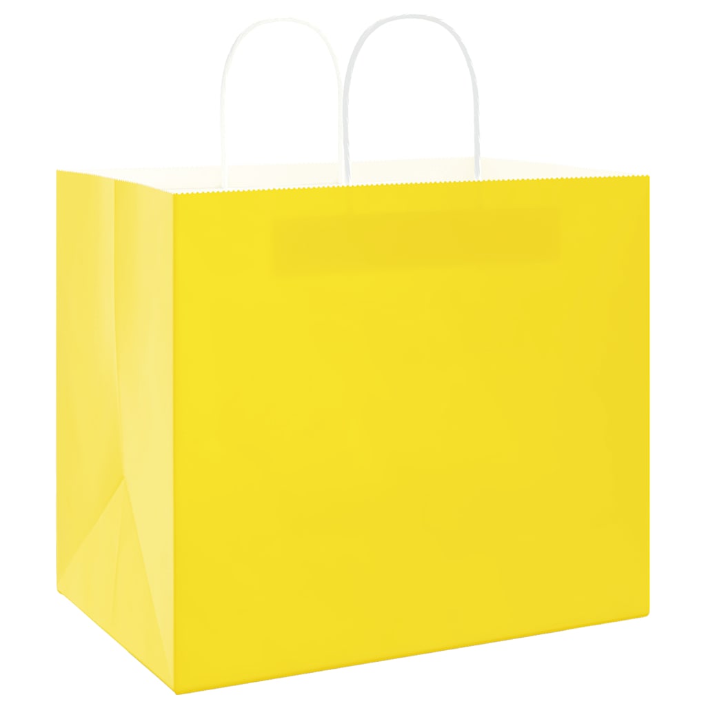 Sacchetti di Carta 50 pz con Manici Gialli 32x22x28 cm