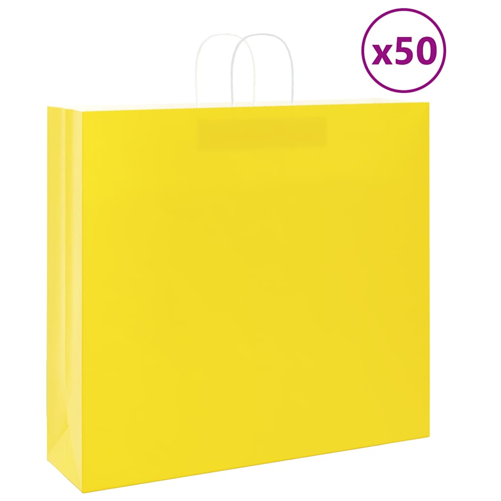 Sacchetti di Carta 50 pz con Manici Gialli 54x15x49 cm