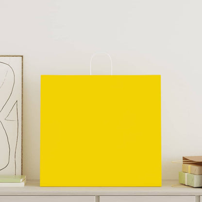 Sacchetti di Carta 50 pz con Manici Gialli 54x15x49 cm