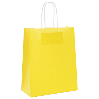 Sacchetti di Carta 250 pz con Manici Gialli 18x8x22 cm