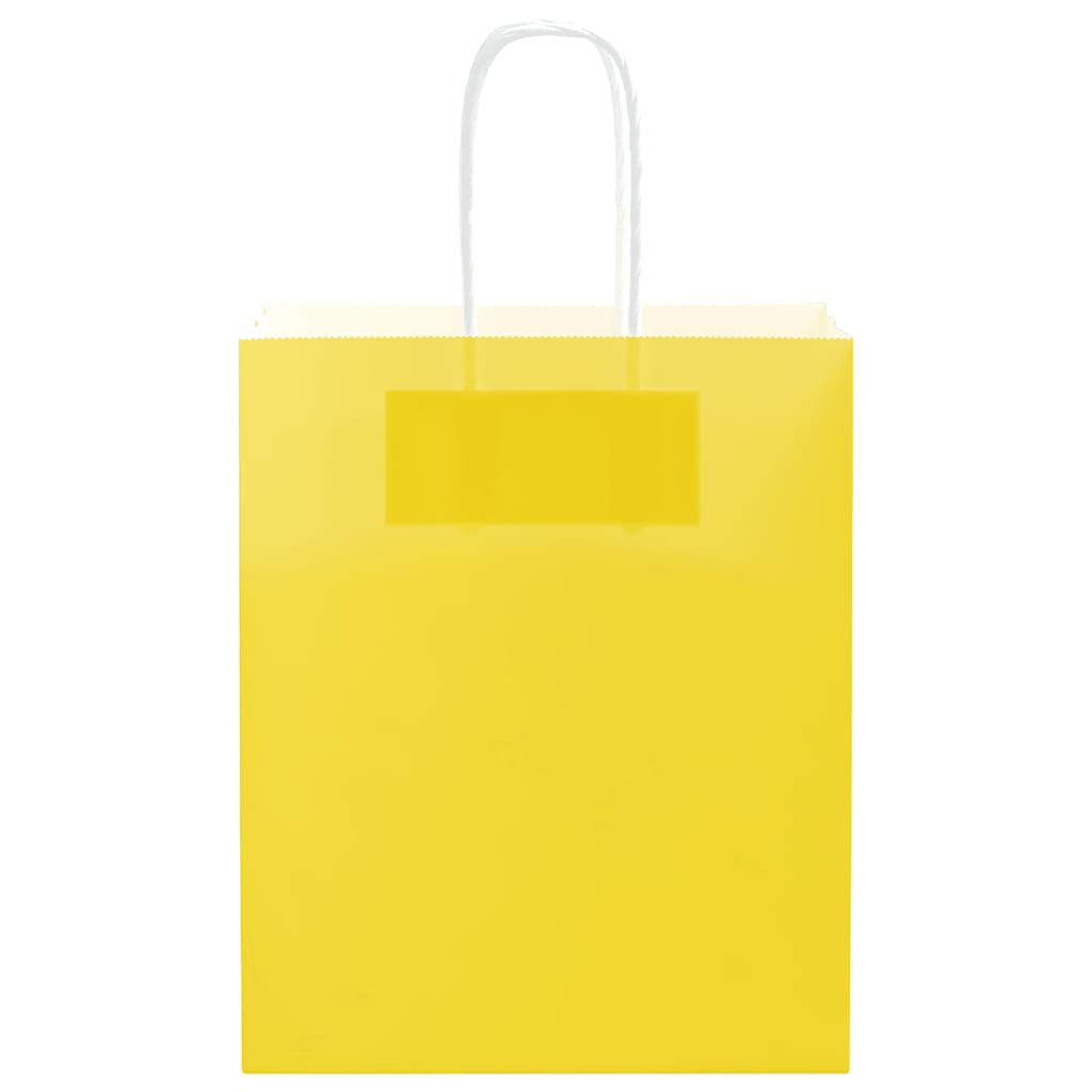 Sacchetti di Carta 250 pz con Manici Gialli 18x8x22 cm