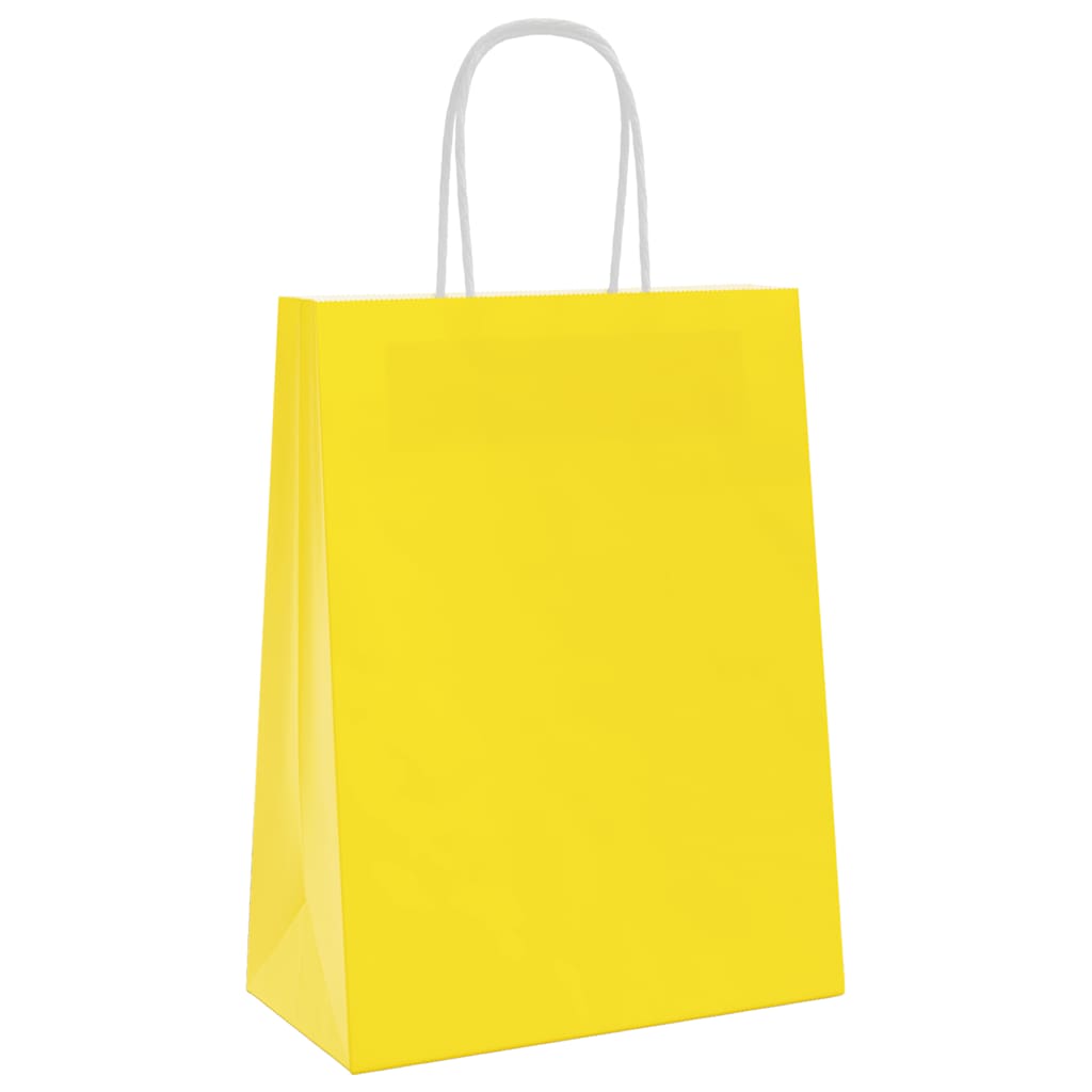Sacchetti di Carta 250 pz con Manici Gialli 21x11x28 cm