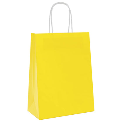 Sacchetti di Carta 250 pz con Manici Gialli 21x11x28 cm