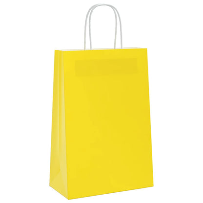 Sacchetti di Carta 250 pz con Manici Gialli 21x11x31 cm