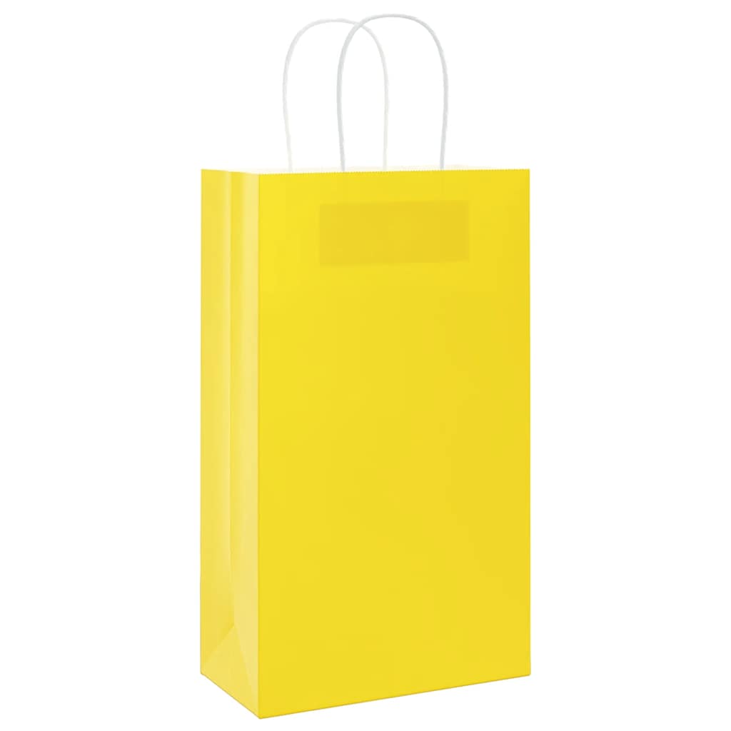 Sacchetti di Carta 250 pz con Manici Gialli 21x11x36 cm