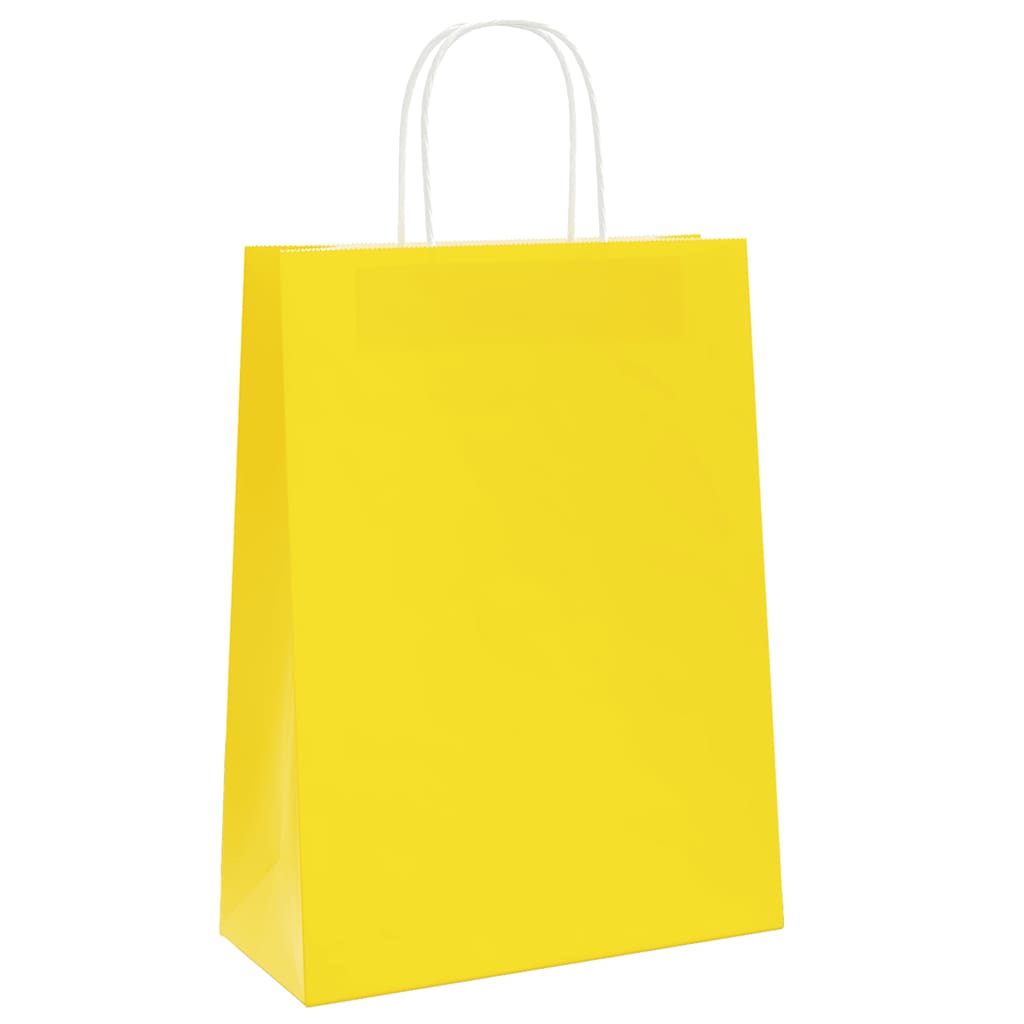 Sacchetti di Carta 250 pz con Manici Gialli 26x12x35 cm