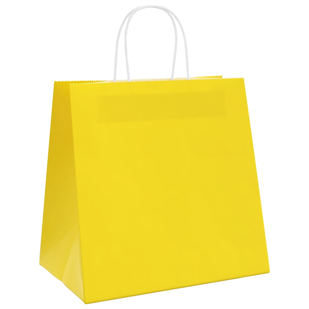 Sacchetti di Carta 250 pz con Manici Gialli 26x17x25 cm