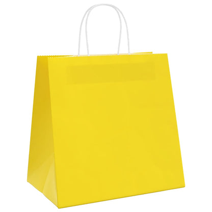 Sacchetti di Carta 250 pz con Manici Gialli 26x17x25 cm