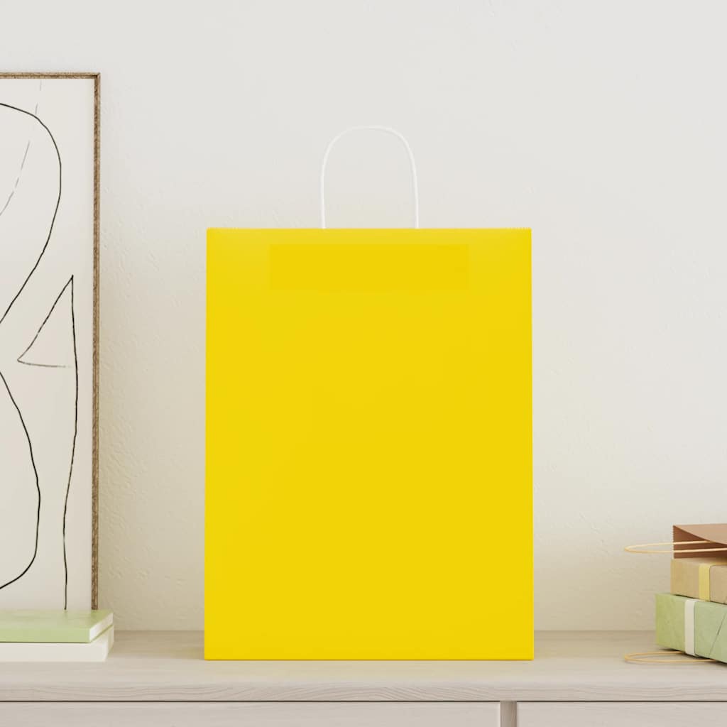 Sacchetti di Carta 250 pz con Manici Gialli 32x12x42 cm