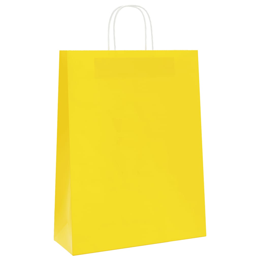 Sacchetti di Carta 250 pz con Manici Gialli 32x12x42 cm