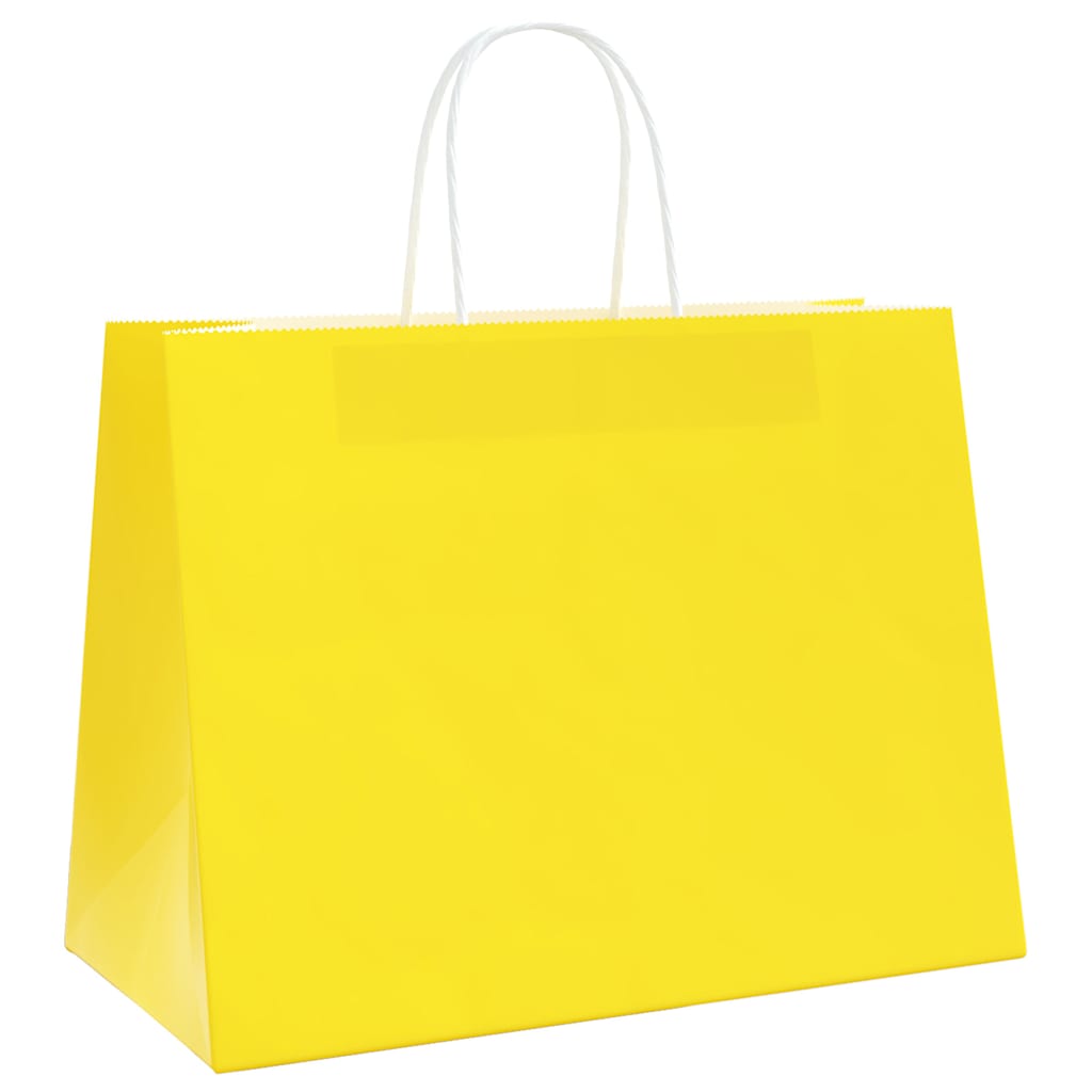 Sacchetti di Carta 250 pz con Manici Gialli 32x17x25 cm