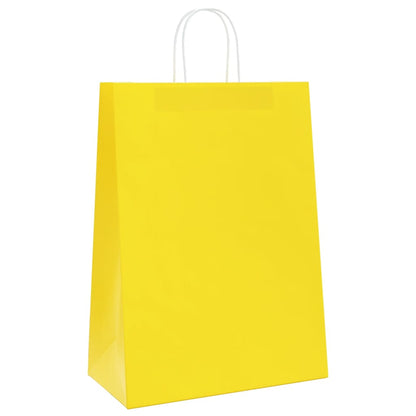 Sacchetti di Carta 250 pz con Manici Gialli 32x17x44 cm