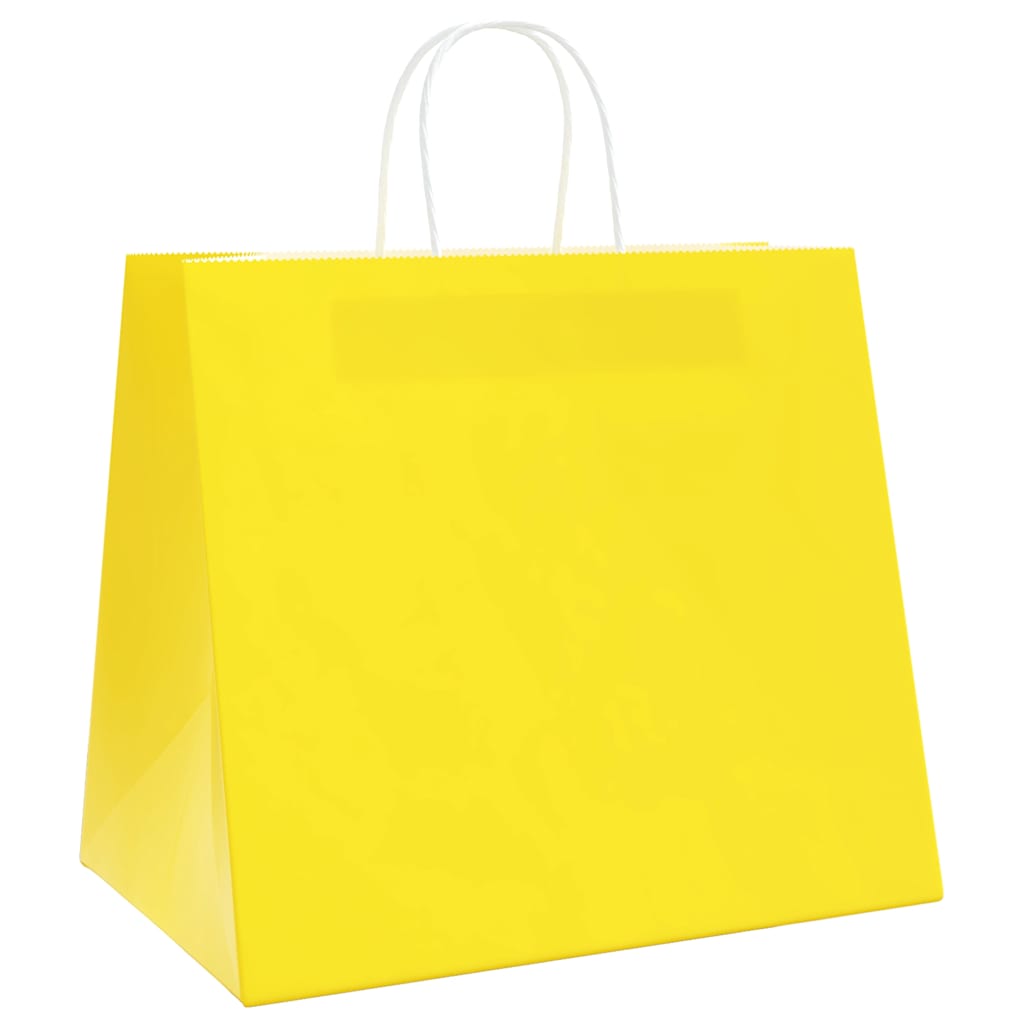 Sacchetti di Carta 250 pz con Manici Gialli 32x22x28 cm