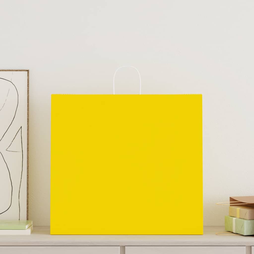 Sacchetti di Carta 250 pz con Manici Gialli 54x15x49 cm
