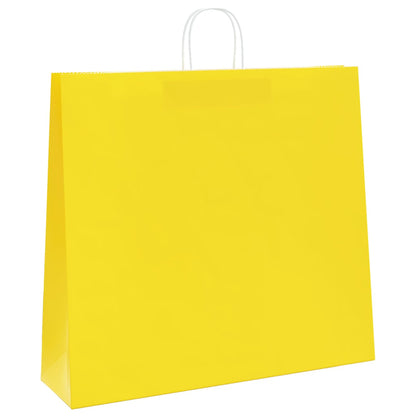 Sacchetti di Carta 250 pz con Manici Gialli 54x15x49 cm