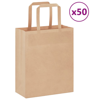 Sacchetti di Carta Kraft 50 pz con Manici Marrone 18x8x22 cm