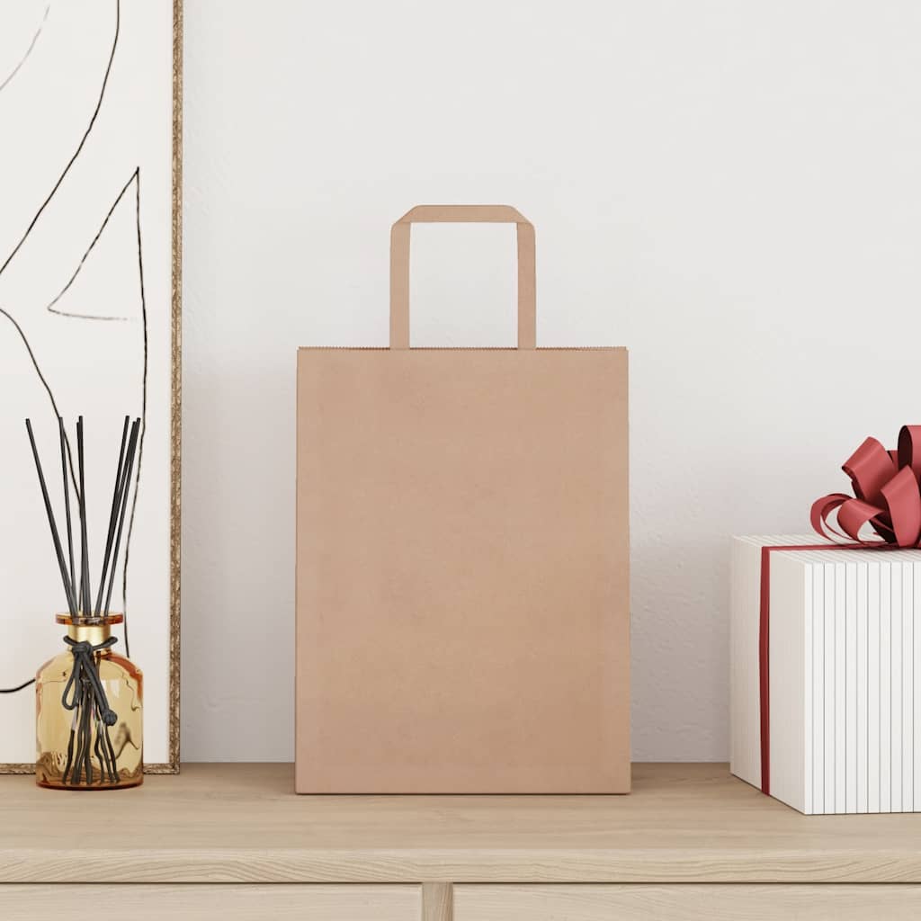 Sacchetti di Carta Kraft 50 pz con Manici Marrone 21x11x28 cm